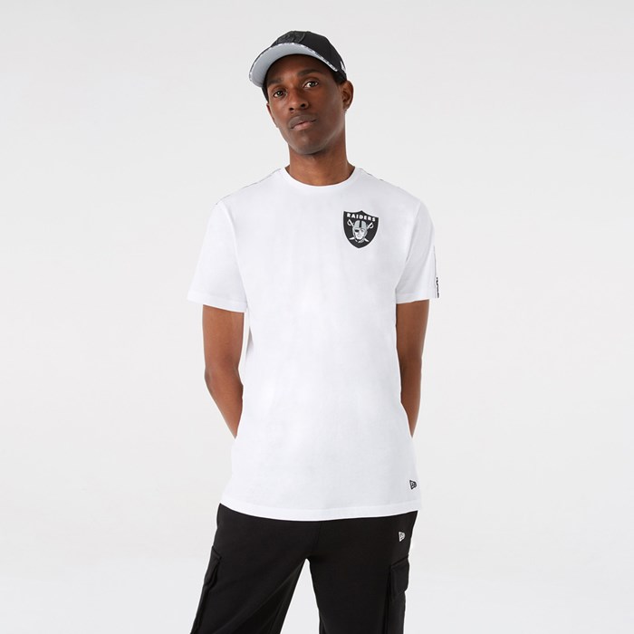Las Vegas Raiders Taping Miesten T-paita Valkoinen - New Era Vaatteet Tukkukauppa FI-905762